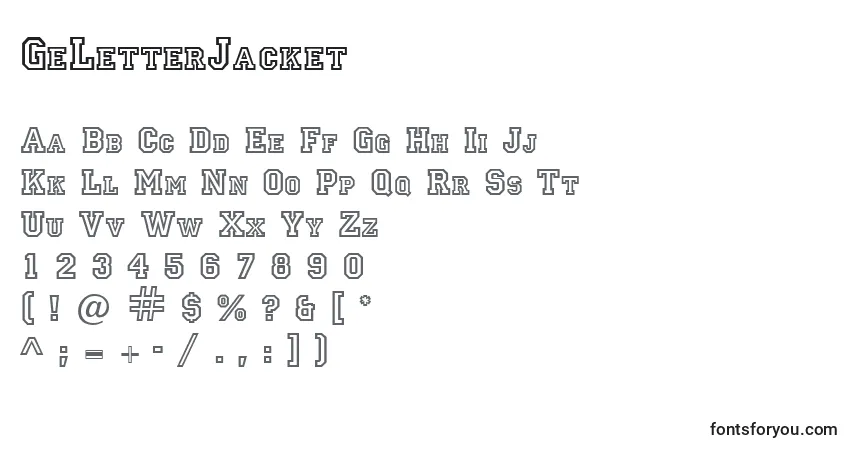 Schriftart GeLetterJacket – Alphabet, Zahlen, spezielle Symbole