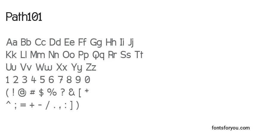 A fonte Path101 – alfabeto, números, caracteres especiais