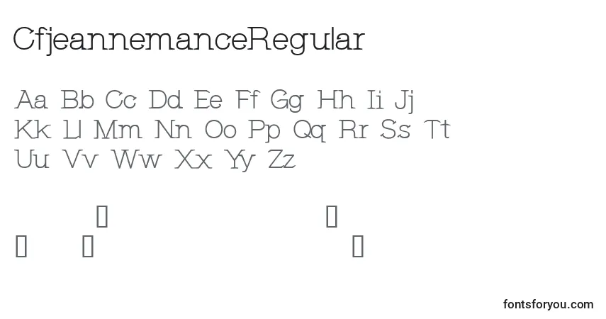 CfjeannemanceRegular-fontti – aakkoset, numerot, erikoismerkit