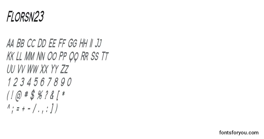 Czcionka Florsn23 – alfabet, cyfry, specjalne znaki