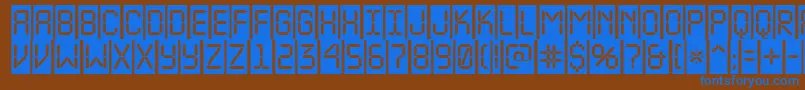 ALcdnovacm Font – Blue Fonts on Brown Background