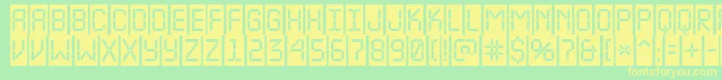 フォントALcdnovacm – 黄色の文字が緑の背景にあります