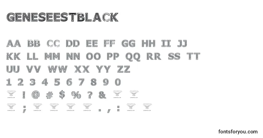 Шрифт GeneseestBlack (45281) – алфавит, цифры, специальные символы