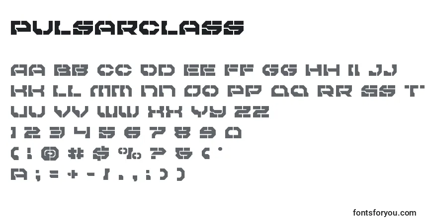 Pulsarclass-fontti – aakkoset, numerot, erikoismerkit