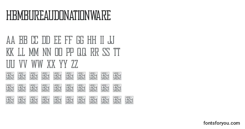 Czcionka HbmBureauDonationware – alfabet, cyfry, specjalne znaki