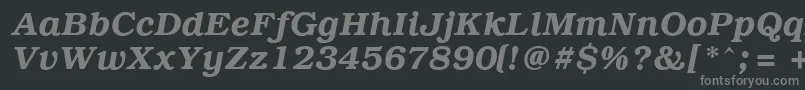 フォントPcBrusselsDemiitalic – 黒い背景に灰色の文字