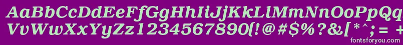 PcBrusselsDemiitalic Font – Green Fonts on Purple Background