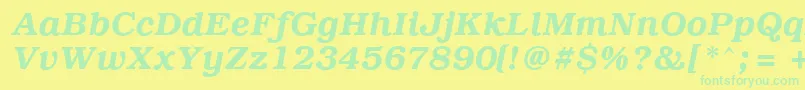 PcBrusselsDemiitalic Font – Green Fonts on Yellow Background