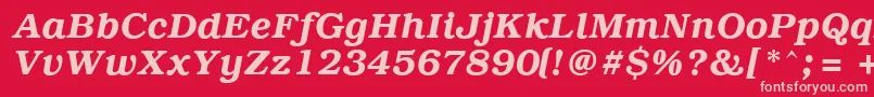 PcBrusselsDemiitalic Font – Pink Fonts on Red Background
