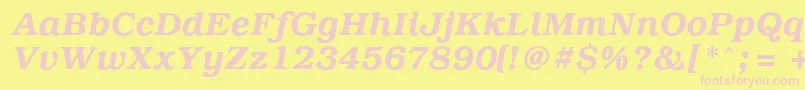 PcBrusselsDemiitalic Font – Pink Fonts on Yellow Background
