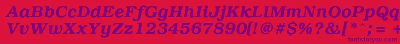 Czcionka PcBrusselsDemiitalic – fioletowe czcionki na czerwonym tle