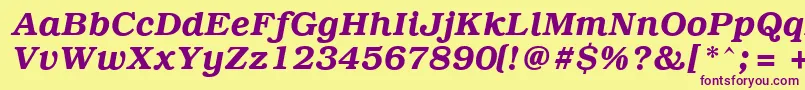 PcBrusselsDemiitalic Font – Purple Fonts on Yellow Background