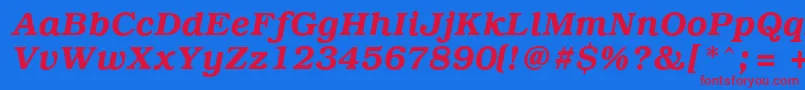 PcBrusselsDemiitalic Font – Red Fonts on Blue Background