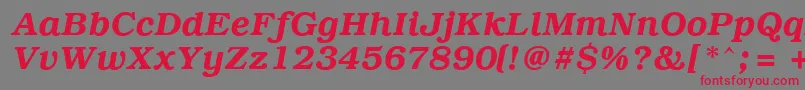 Fonte PcBrusselsDemiitalic – fontes vermelhas em um fundo cinza