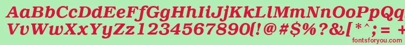 PcBrusselsDemiitalic Font – Red Fonts on Green Background