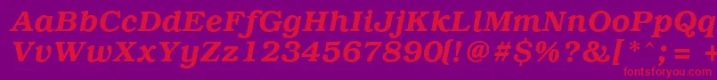 PcBrusselsDemiitalic-Schriftart – Rote Schriften auf violettem Hintergrund