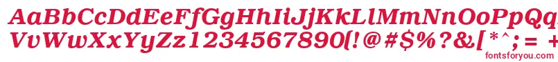 フォントPcBrusselsDemiitalic – 白い背景に赤い文字