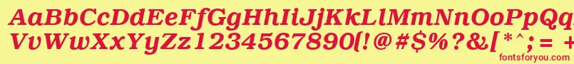 PcBrusselsDemiitalic Font – Red Fonts on Yellow Background