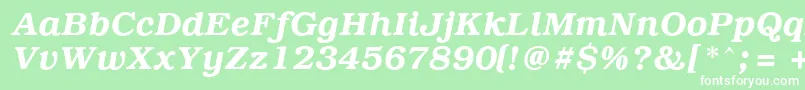 PcBrusselsDemiitalic-Schriftart – Weiße Schriften auf grünem Hintergrund