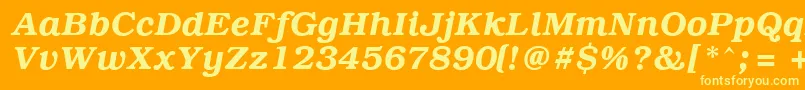 PcBrusselsDemiitalic-Schriftart – Gelbe Schriften auf orangefarbenem Hintergrund