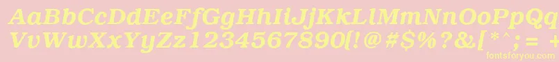 PcBrusselsDemiitalic-Schriftart – Gelbe Schriften auf rosa Hintergrund