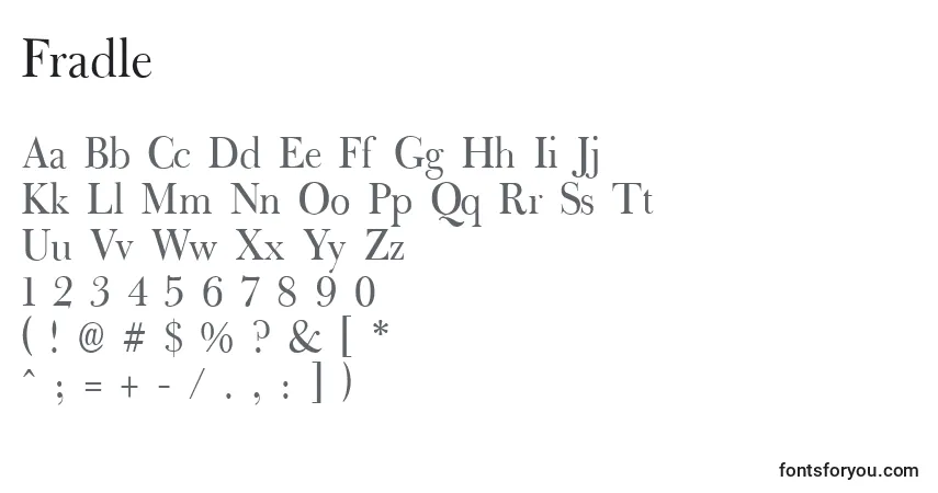 Czcionka Fradle – alfabet, cyfry, specjalne znaki