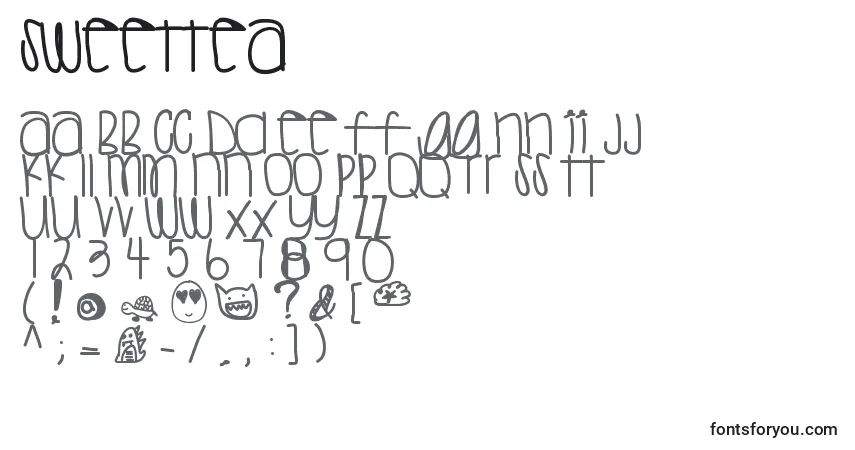 Schriftart Sweettea – Alphabet, Zahlen, spezielle Symbole