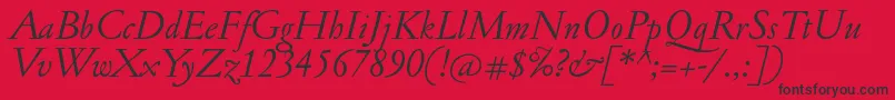フォントJannonantItalic – 赤い背景に黒い文字