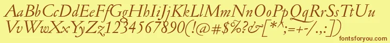 JannonantItalic Font – Brown Fonts on Yellow Background