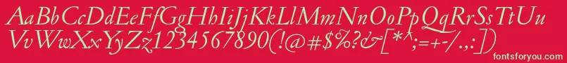 JannonantItalic Font – Green Fonts on Red Background