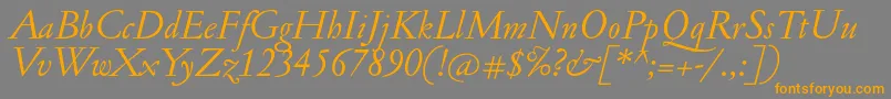 JannonantItalic-fontti – oranssit fontit harmaalla taustalla