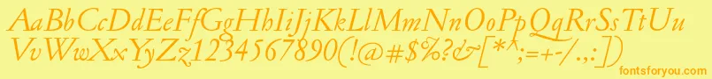 JannonantItalic-Schriftart – Orangefarbene Schriften auf gelbem Hintergrund