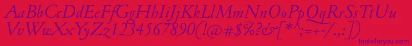 JannonantItalic Font – Purple Fonts on Red Background