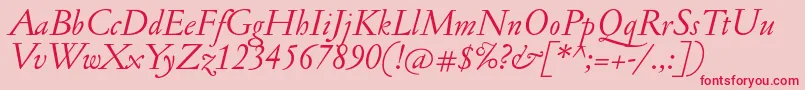 Czcionka JannonantItalic – czerwone czcionki na różowym tle