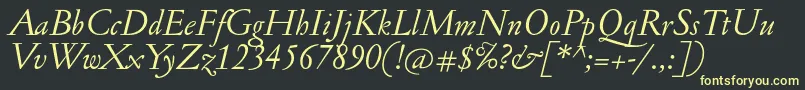 フォントJannonantItalic – 黒い背景に黄色の文字