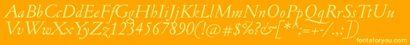 JannonantItalic-fontti – keltaiset fontit oranssilla taustalla