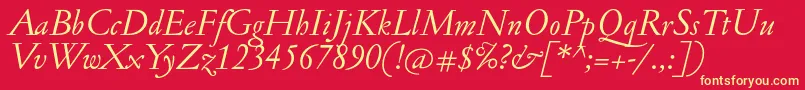 JannonantItalic Font – Yellow Fonts on Red Background