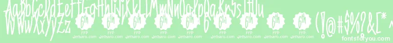 フォント6thAniversarioDemoFontFfp – 緑の背景に白い文字