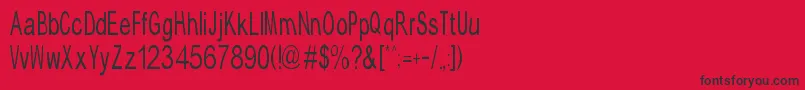 Fonte TypicalAbc – fontes pretas em um fundo vermelho