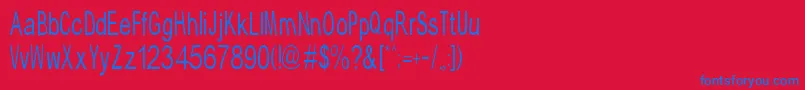 Weitere Informationen zur TypicalAbc-Schriftart TypicalAbc-Schriftart – Blaue Schriften auf rotem Hintergrund
