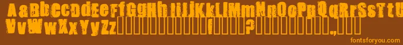 Stank-Schriftart – Orangefarbene Schriften auf braunem Hintergrund