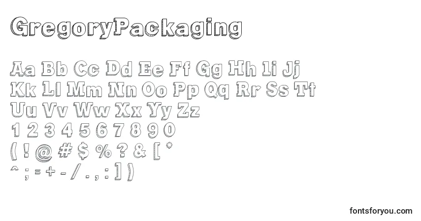 GregoryPackagingフォント–アルファベット、数字、特殊文字