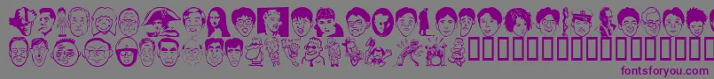フォントSakabepeople02 – 紫色のフォント、灰色の背景