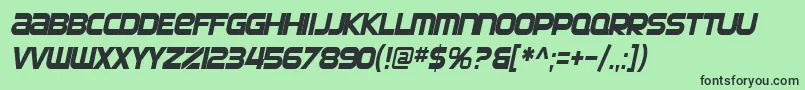 SfAutomatonCondensedOblique-fontti – mustat fontit vihreällä taustalla