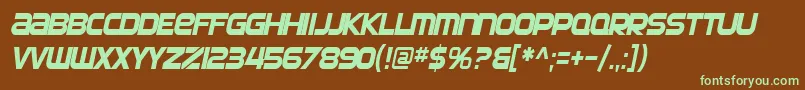 SfAutomatonCondensedOblique-fontti – vihreät fontit ruskealla taustalla