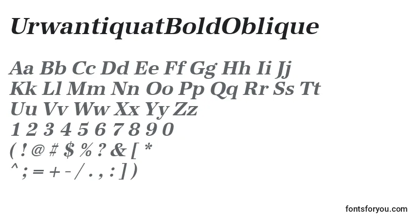 Czcionka UrwantiquatBoldOblique – alfabet, cyfry, specjalne znaki