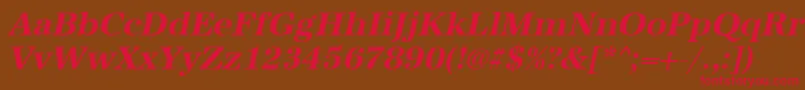 フォントUrwantiquatBoldOblique – 赤い文字が茶色の背景にあります。