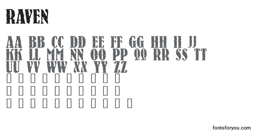 Raven font – alphabet, numbers, special characters