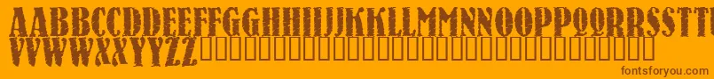 フォントRaven – オレンジの背景に茶色のフォント