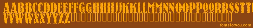 Raven-Schriftart – Orangefarbene Schriften auf braunem Hintergrund